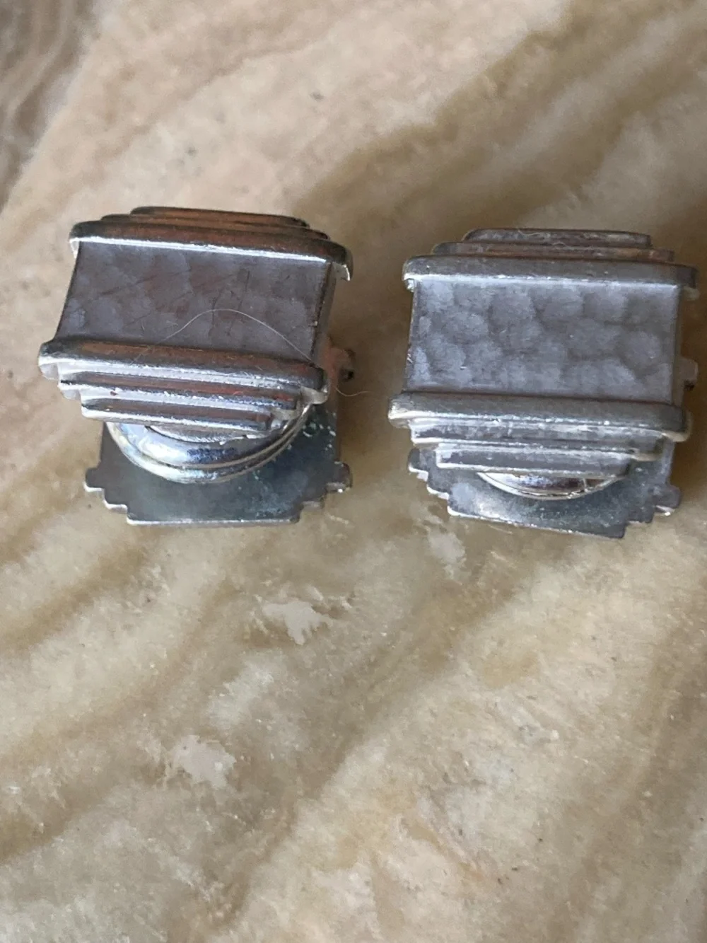 Antique 20s B&W Co Kum-A-Part Patent Cufflinks Heavy Art Deco AD Monogram